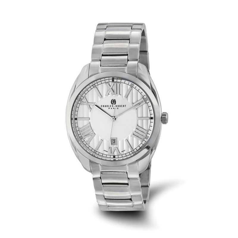 Charles Hubert Mens Stainless Steel OffWhite Dial Watch